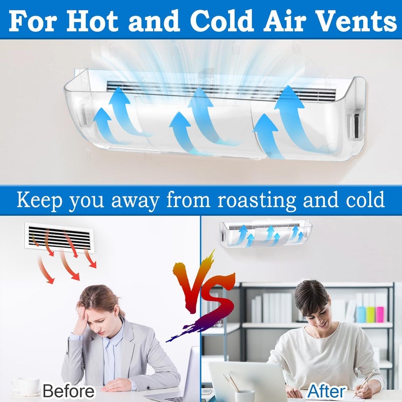 Binazon Heating & Air Vent Deflector for Vents, Sidewall, Ceiling, Floor Registers - Adjust Between 9"-14", Magnetic Vent Covers for Air Conditioning, Heat, AC, Floor, Under Furniture (3 Pack Clear) - Image 4
